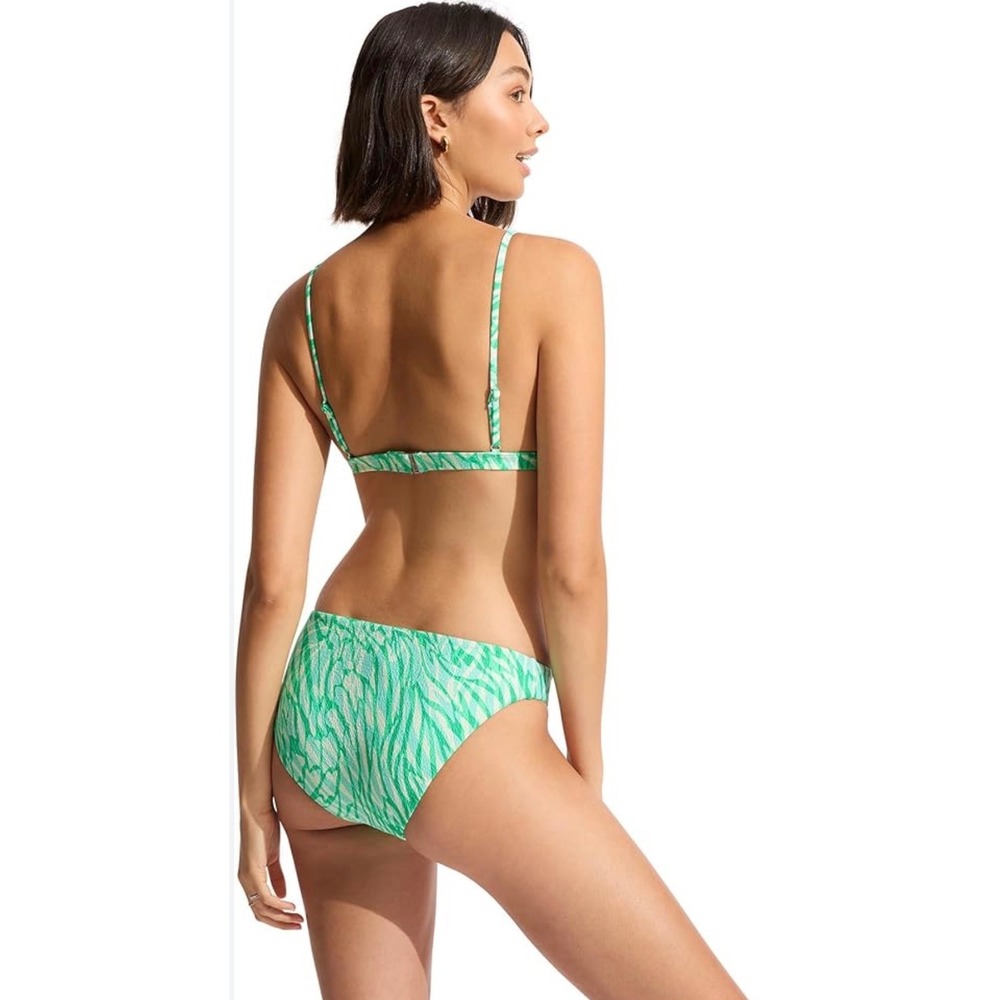 Seafolly Animal Instinct Aruba Blue Textured High Waist Bikini Bottom 10